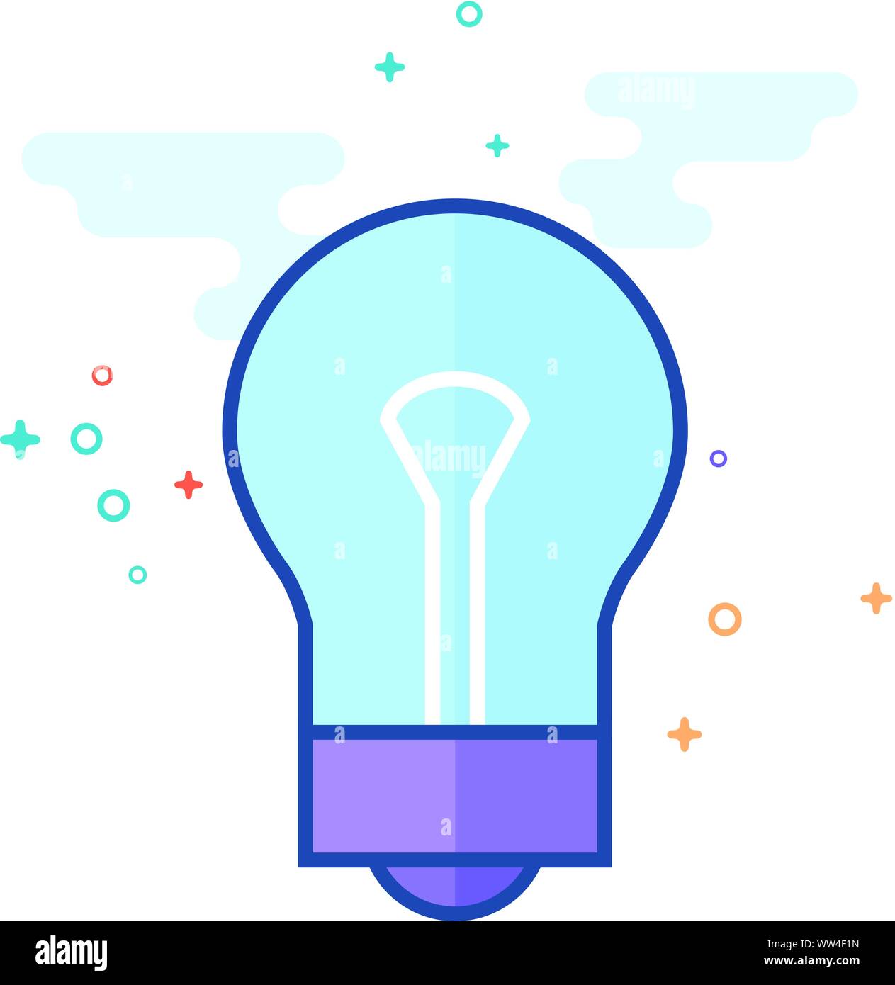 Light bulb icon in outlined flat color style. Vector illustration Stock ...