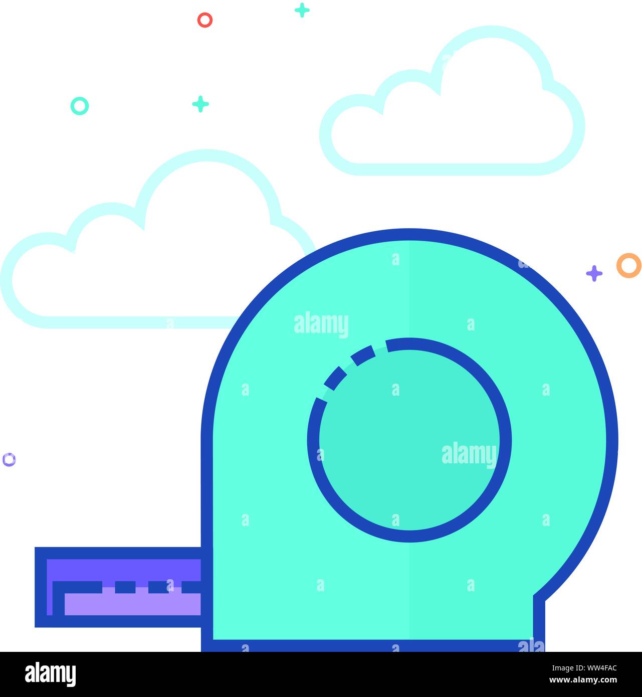 Measure tape icon in outlined flat color style. Vector illustration ...