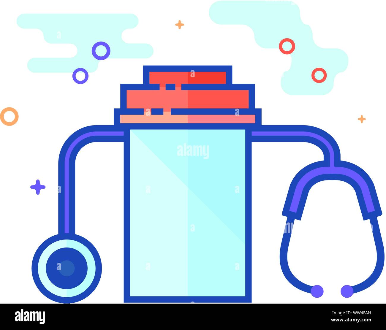 Medical cross icon in outlined flat color style. Vector illustration ...