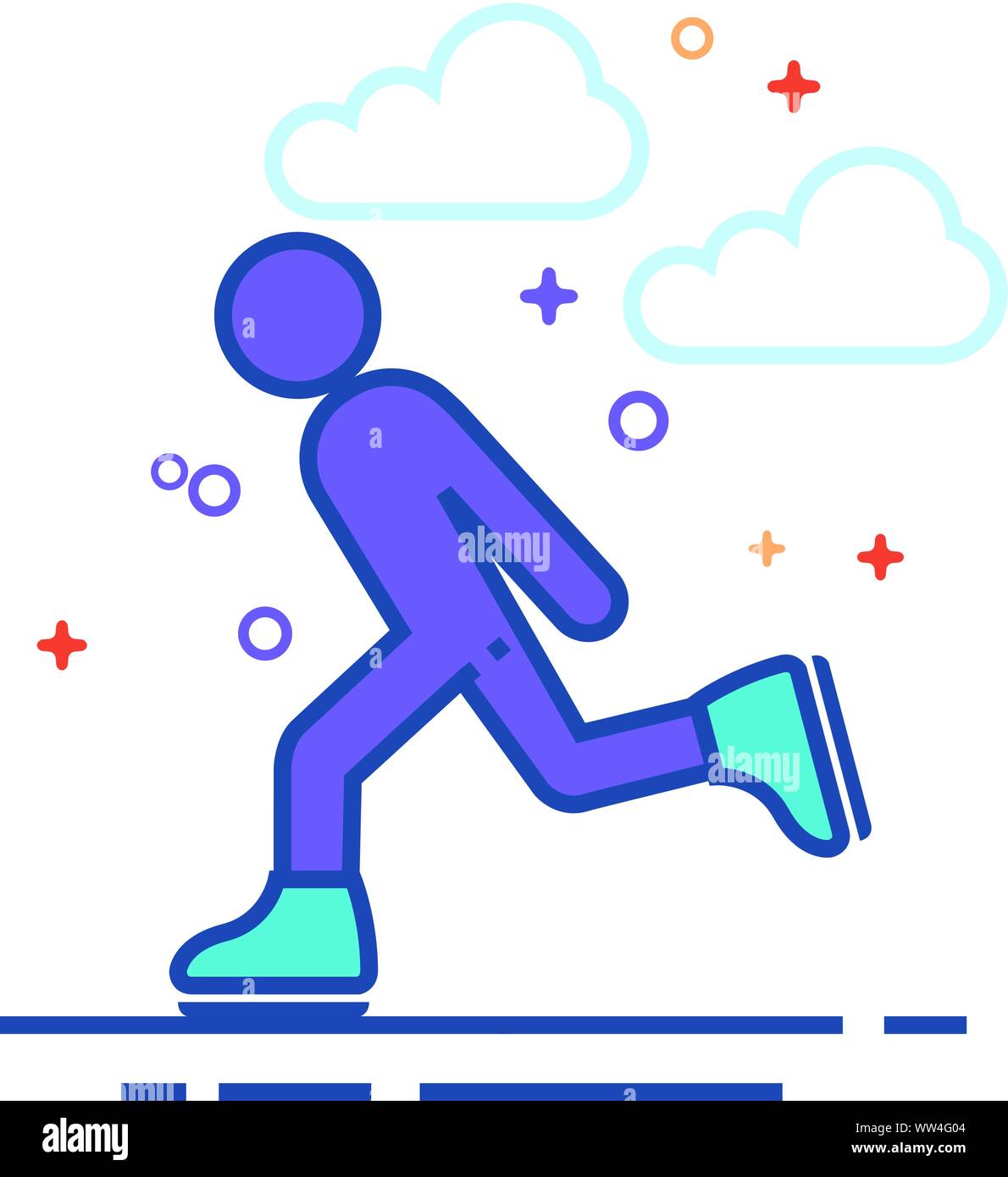 Ice skating icon in outlined flat color style. Vector illustration ...