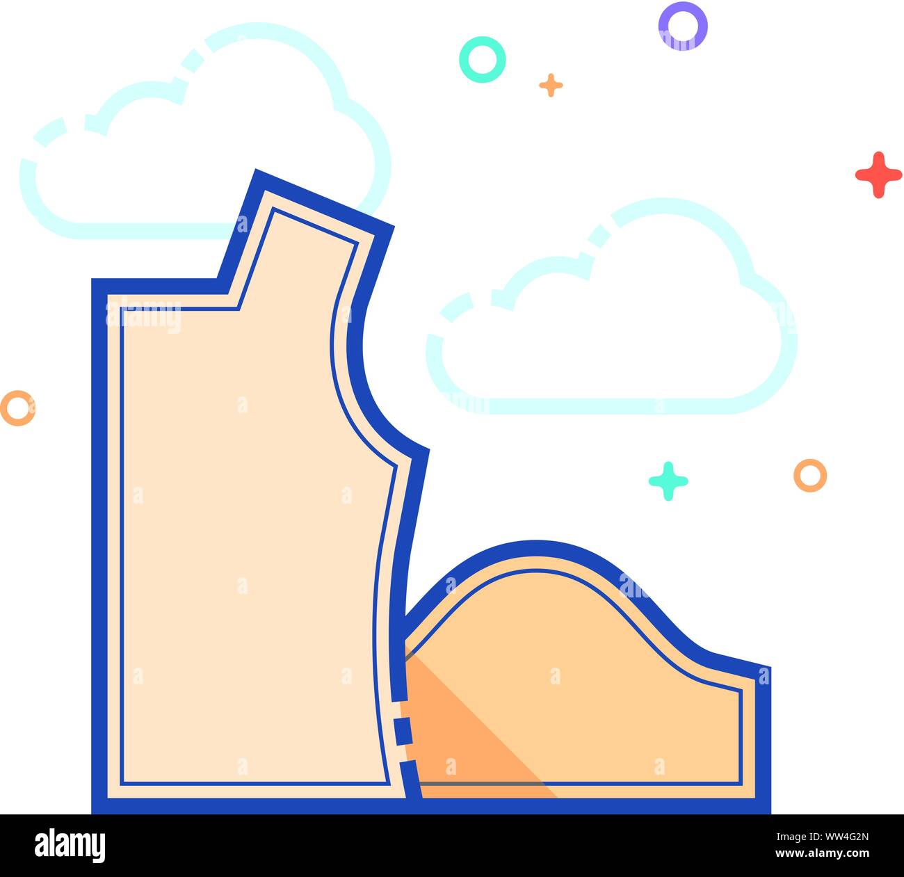 Sewing pattern icon in outlined flat color style. Vector illustration. Stock Vector