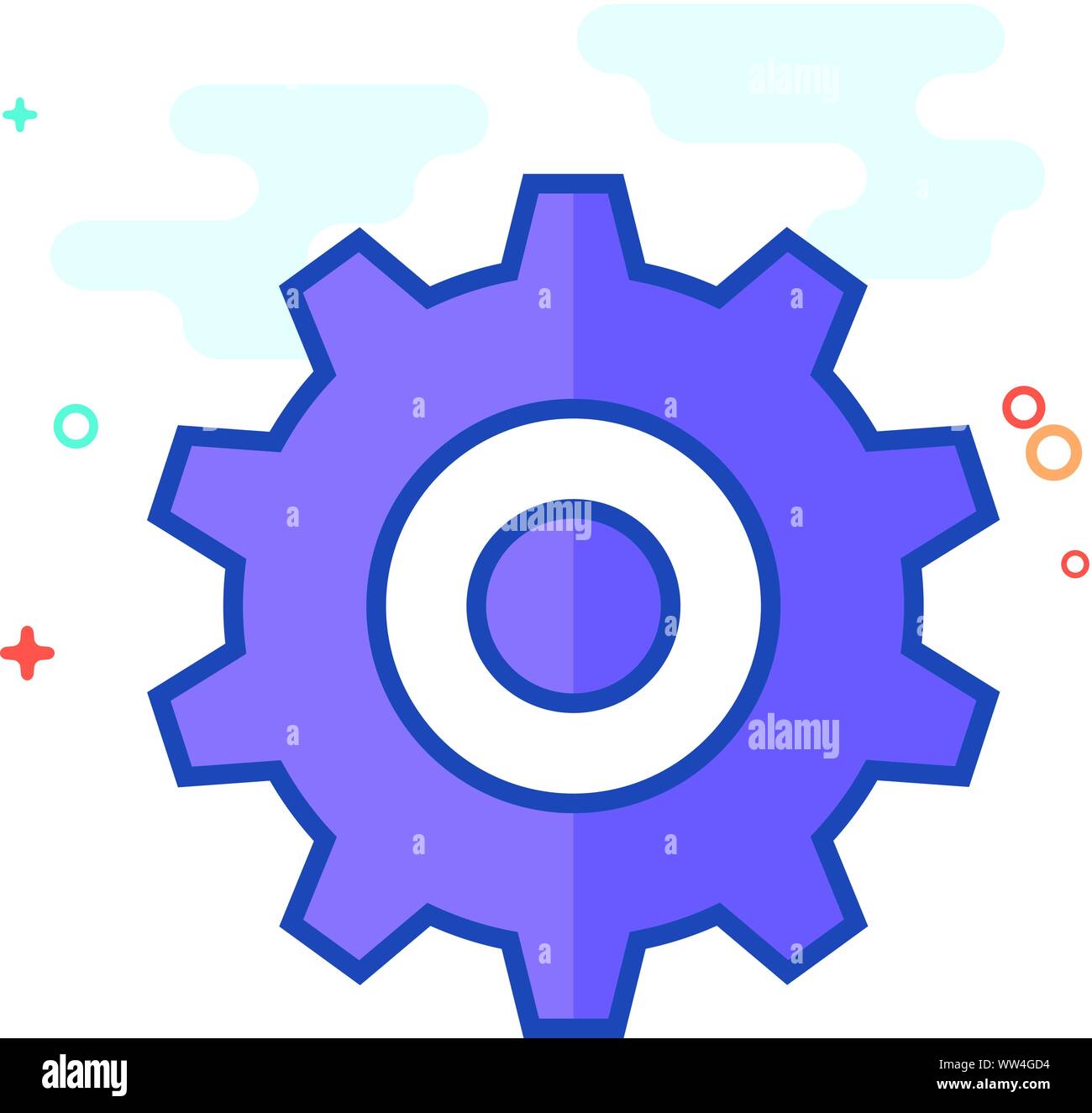 Setting gear icon in outlined flat color style. Vector illustration ...
