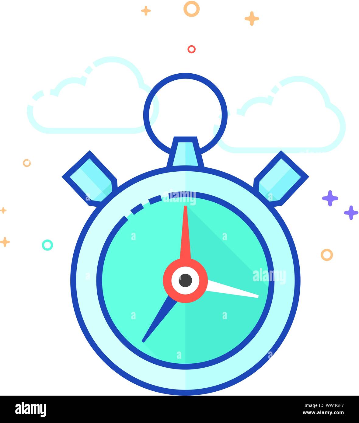 Stopwatch icon in outlined flat color style. Vector illustration Stock ...