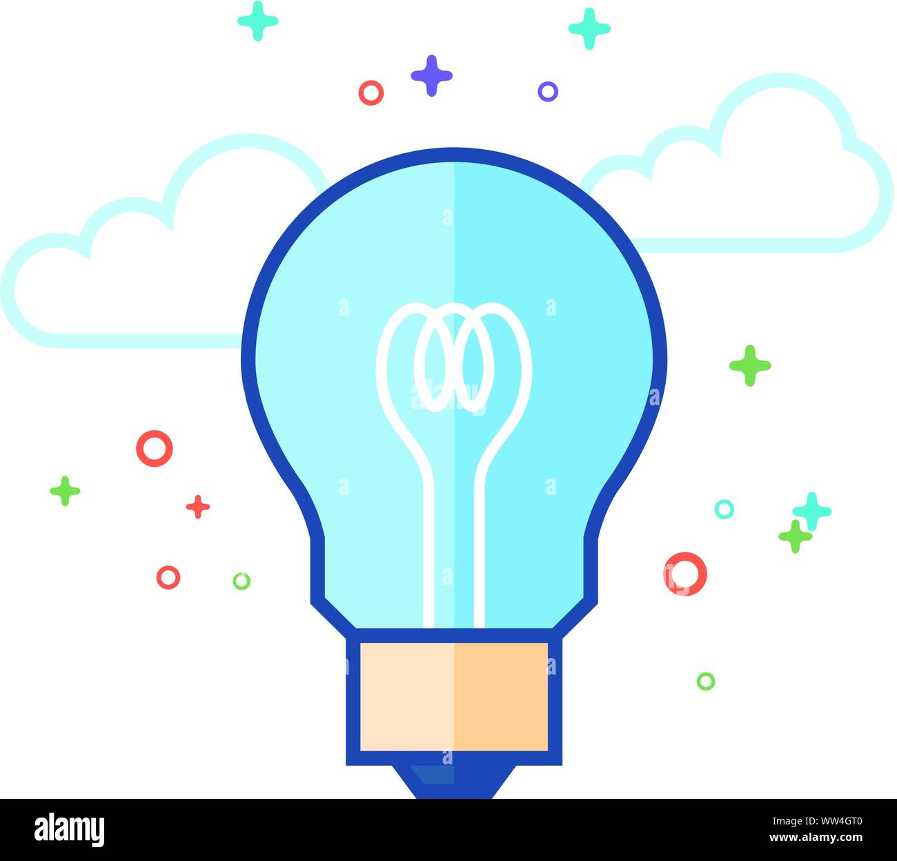 Light bulb icon in outlined flat color style. Vector illustration Stock ...