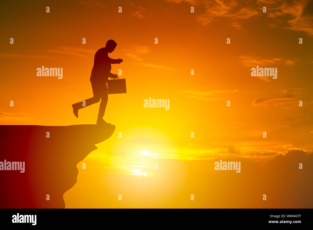 Leader of business running company to failure go bankrupt fall into danger situation concept Stock Photo