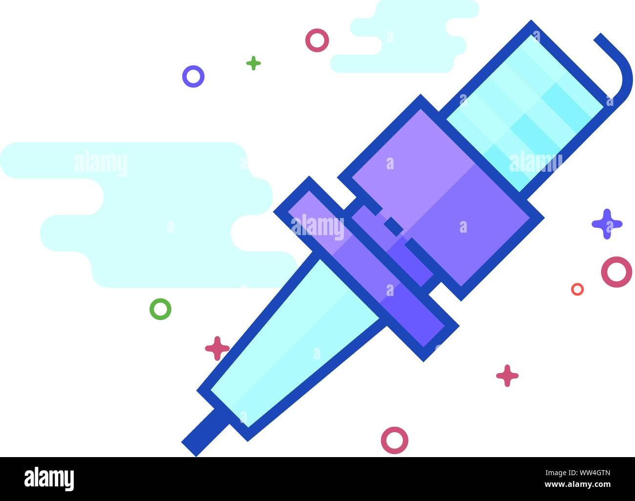 Spark plug icon in outlined flat color style. Vector illustration Stock ...