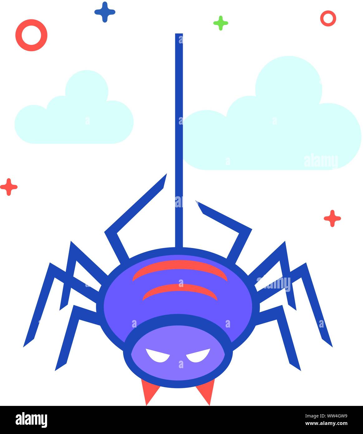 Spider icon in outlined flat color style. Vector illustration Stock ...