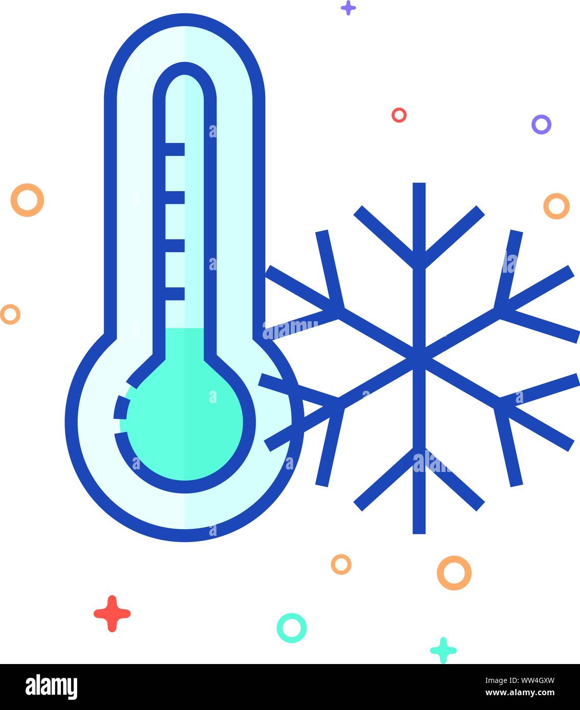 Thermometer icon in outlined flat color style. Vector illustration. Stock Vector