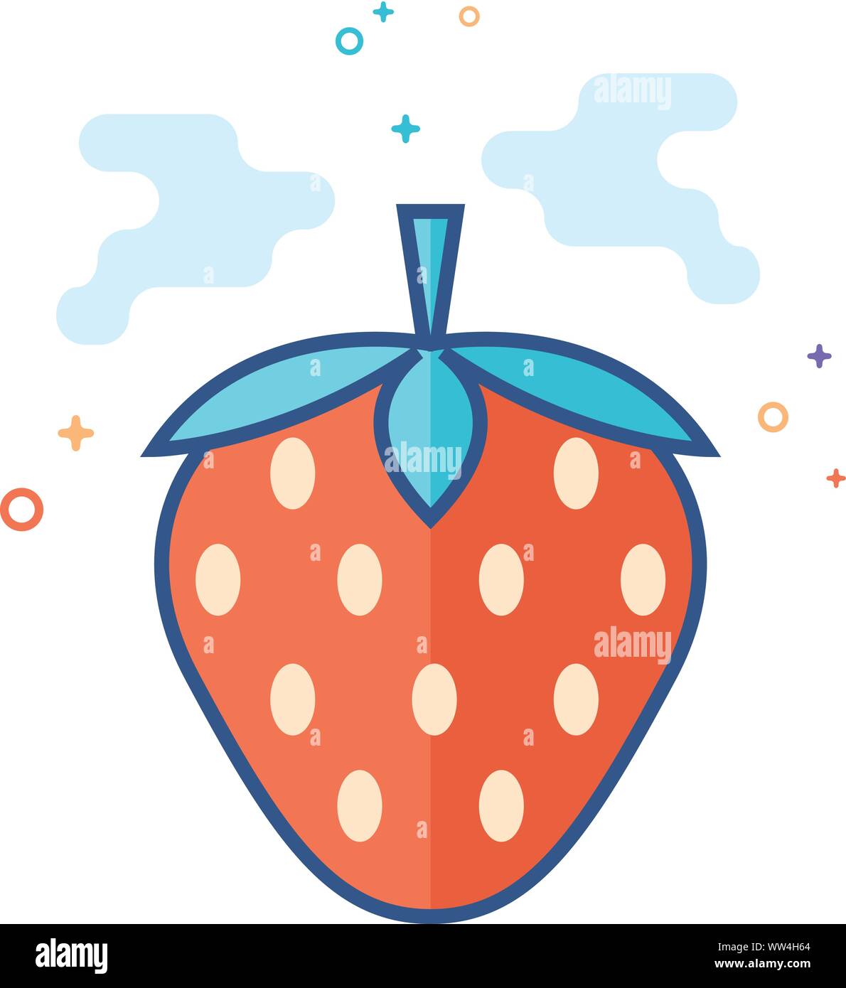 Strawberry chocolate icon in outlined flat color style. Vector ...