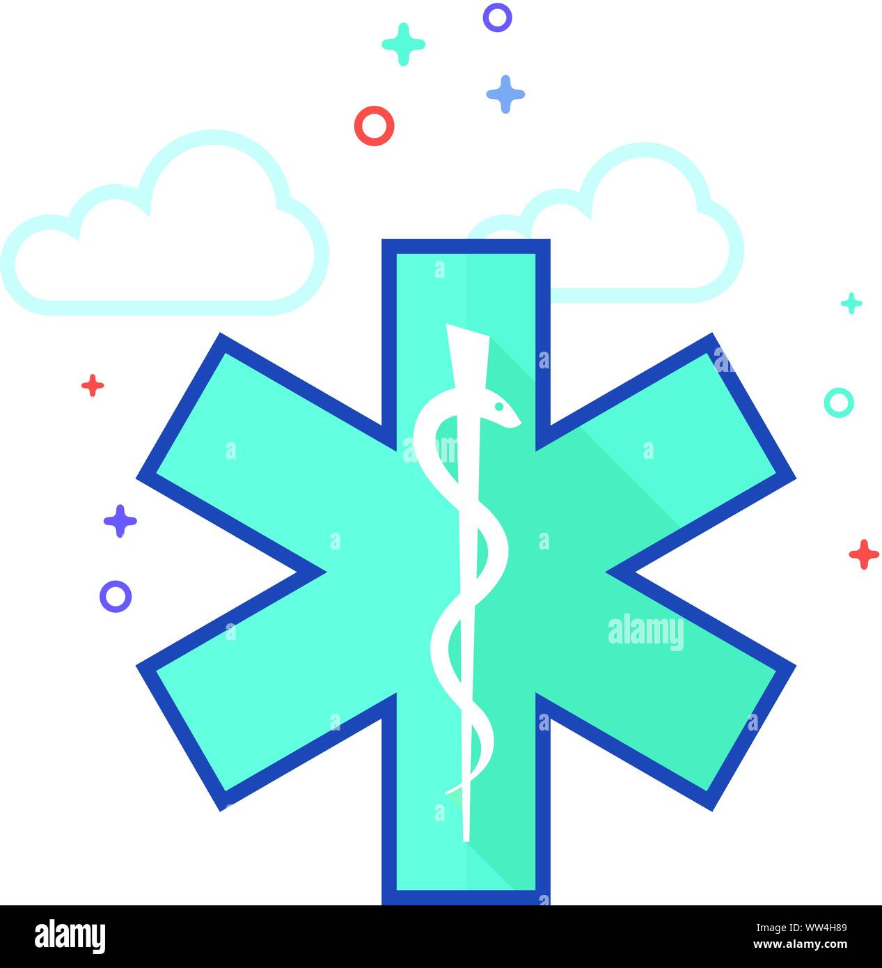 Medical symbol icon in outlined flat color style. Vector illustration ...