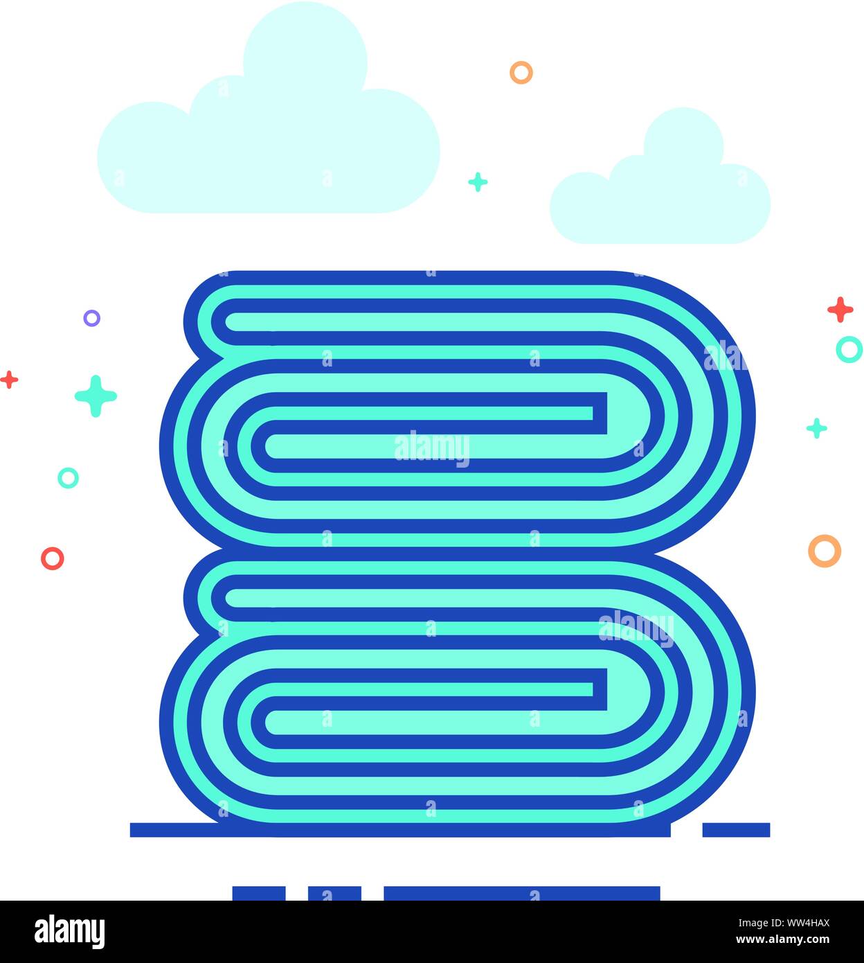 Folded towel icon in outlined flat color style. Vector illustration ...