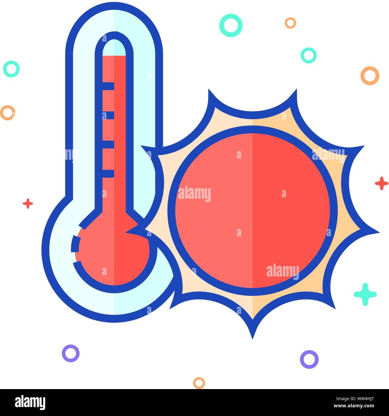 Thermometer icon in outlined flat color style. Vector illustration. Stock Vector