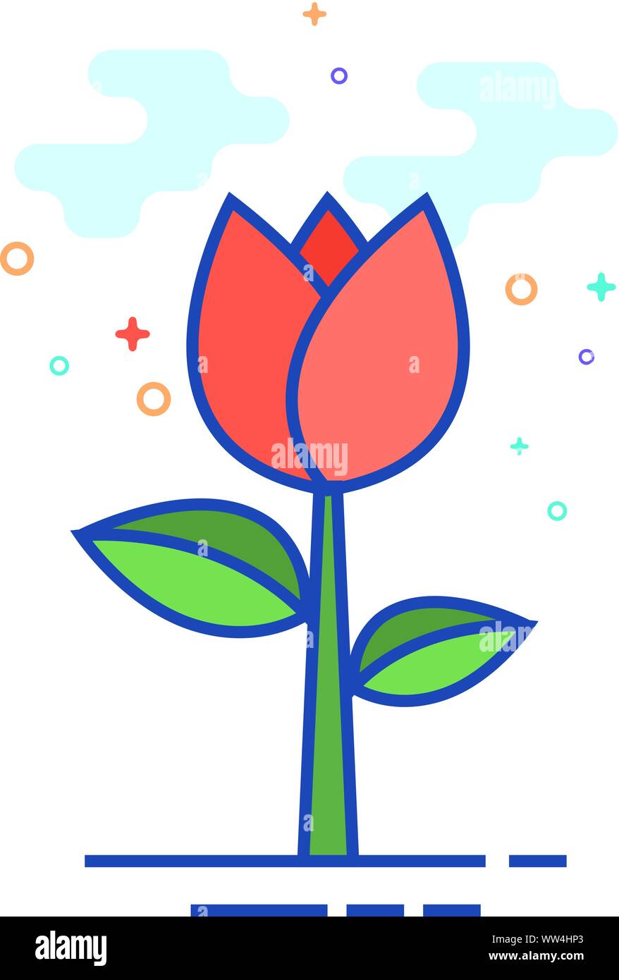 Rose icon in outlined flat color style. Vector illustration Stock ...