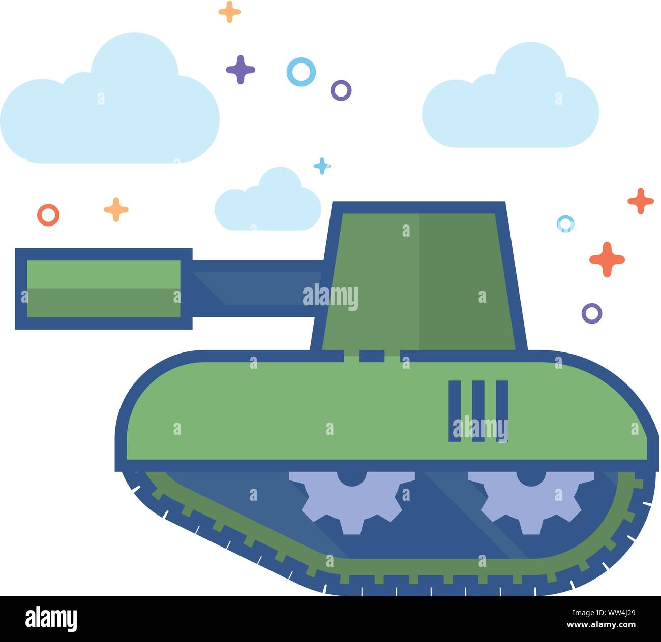 Tank icon in outlined flat color style. Vector illustration. Stock Vector