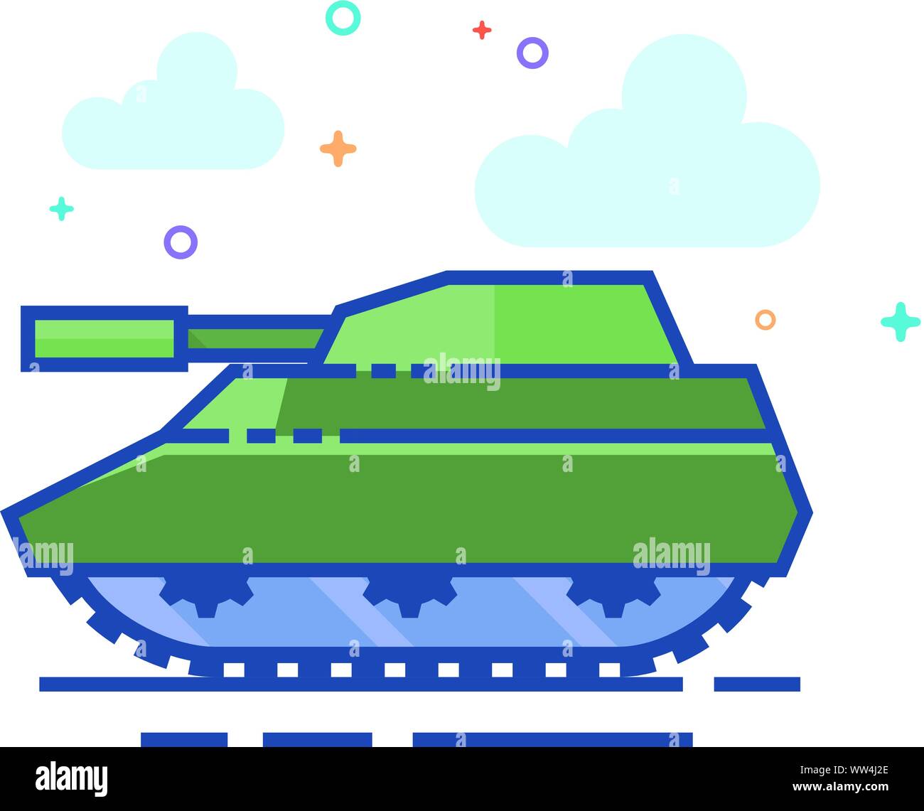 Tank icon in outlined flat color style. Vector illustration. Stock Vector