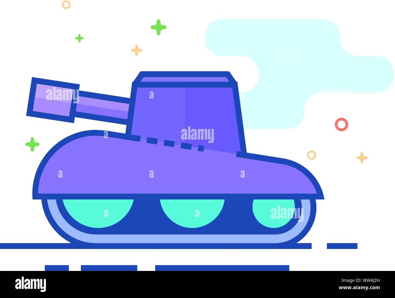 Tank icon in outlined flat color style. Vector illustration. Stock Vector