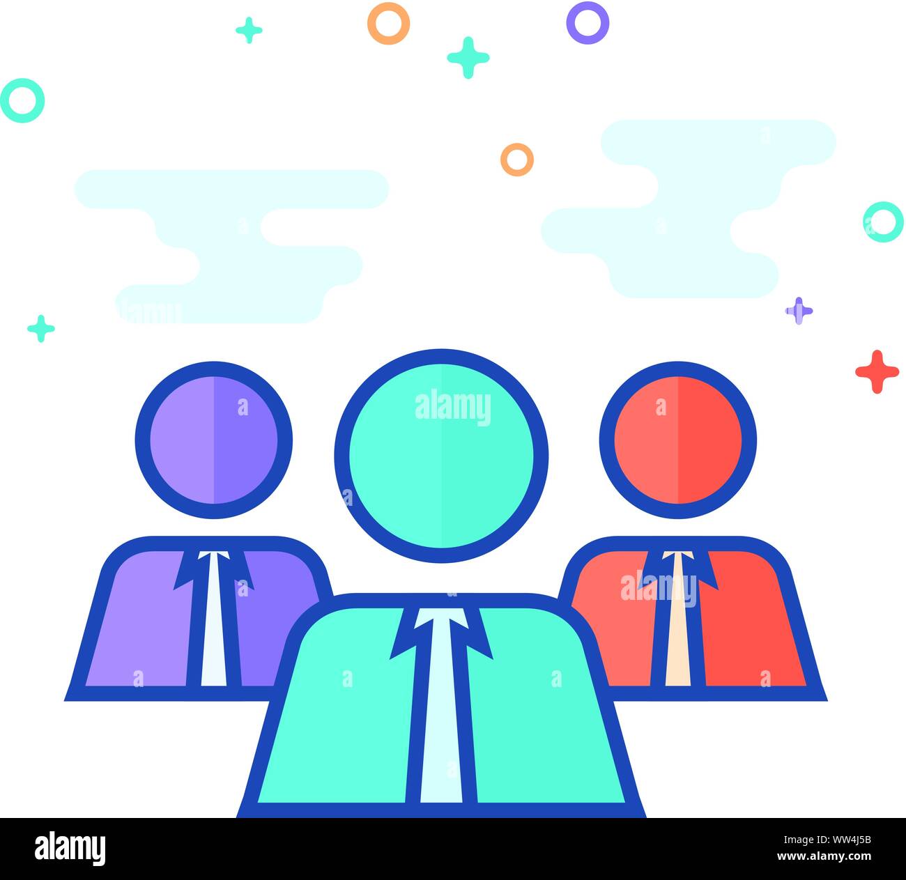 Teamwork icon in outlined flat color style. Vector illustration Stock ...
