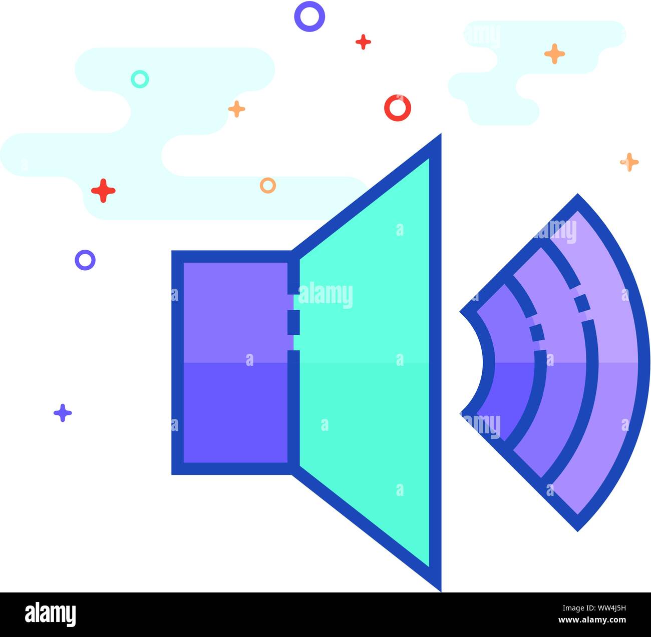 Audio volume icon in outlined flat color style. Vector illustration ...
