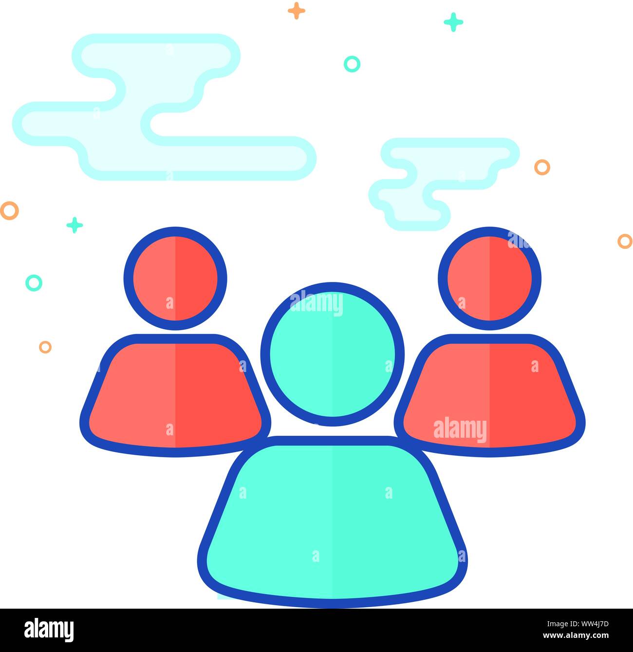 Teamwork icon in outlined flat color style. Vector illustration Stock ...