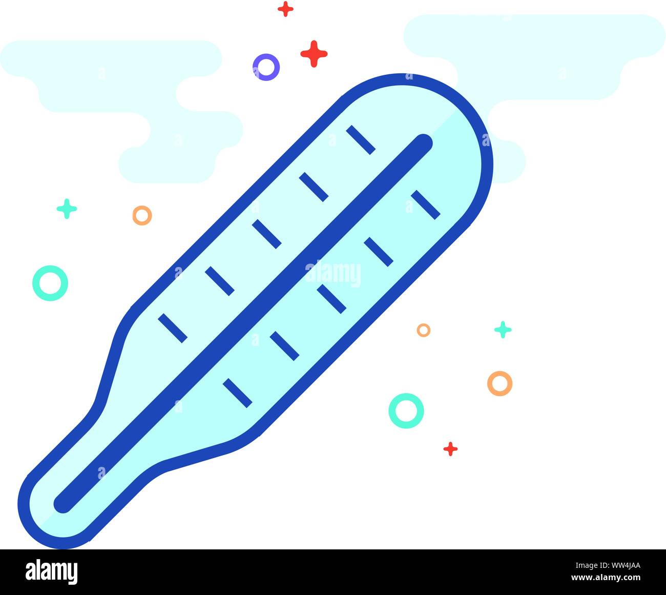 Thermometer icon in outlined flat color style. Vector illustration. Stock Vector