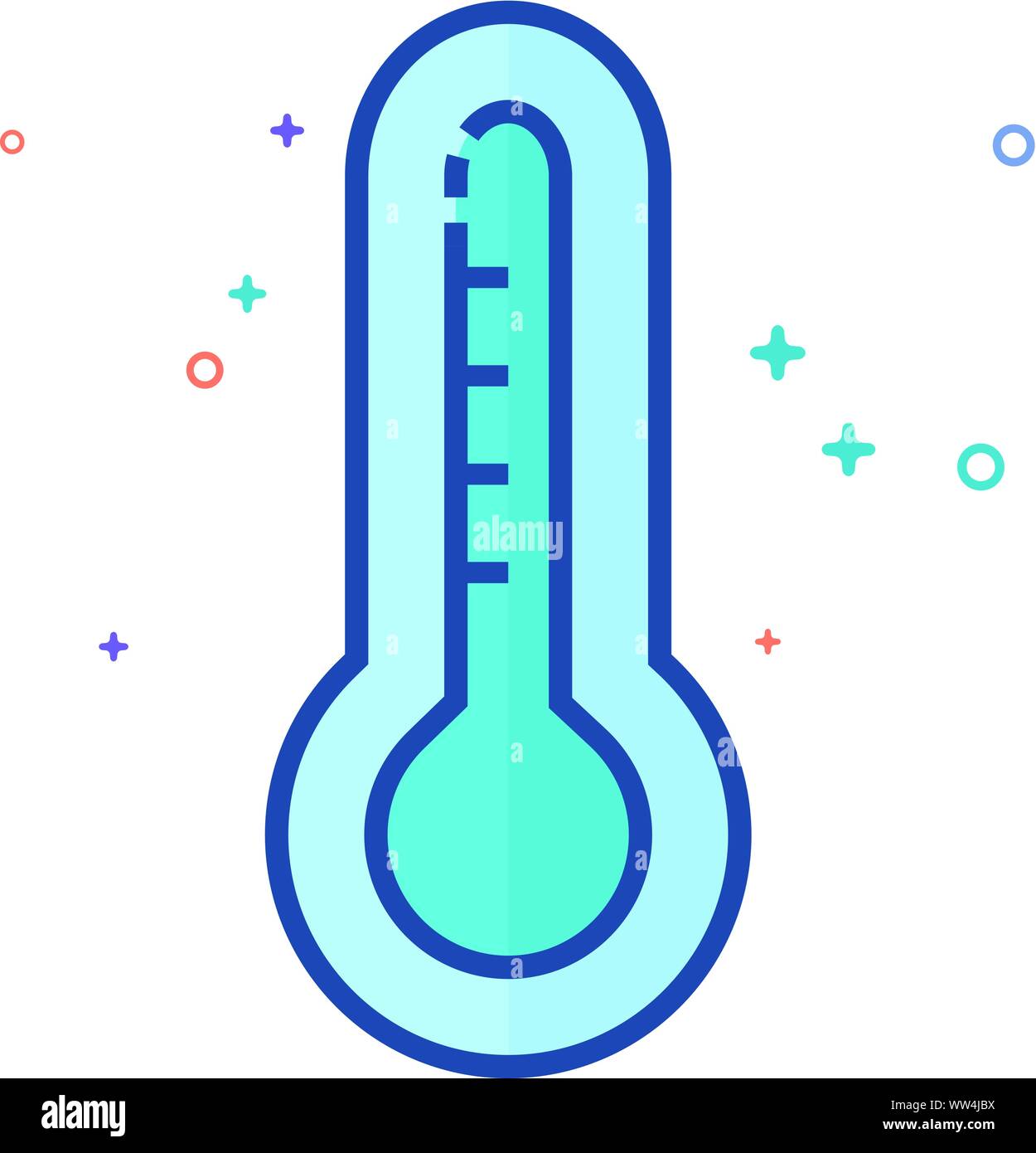 Thermometer icon in outlined flat color style. Vector illustration. Stock Vector