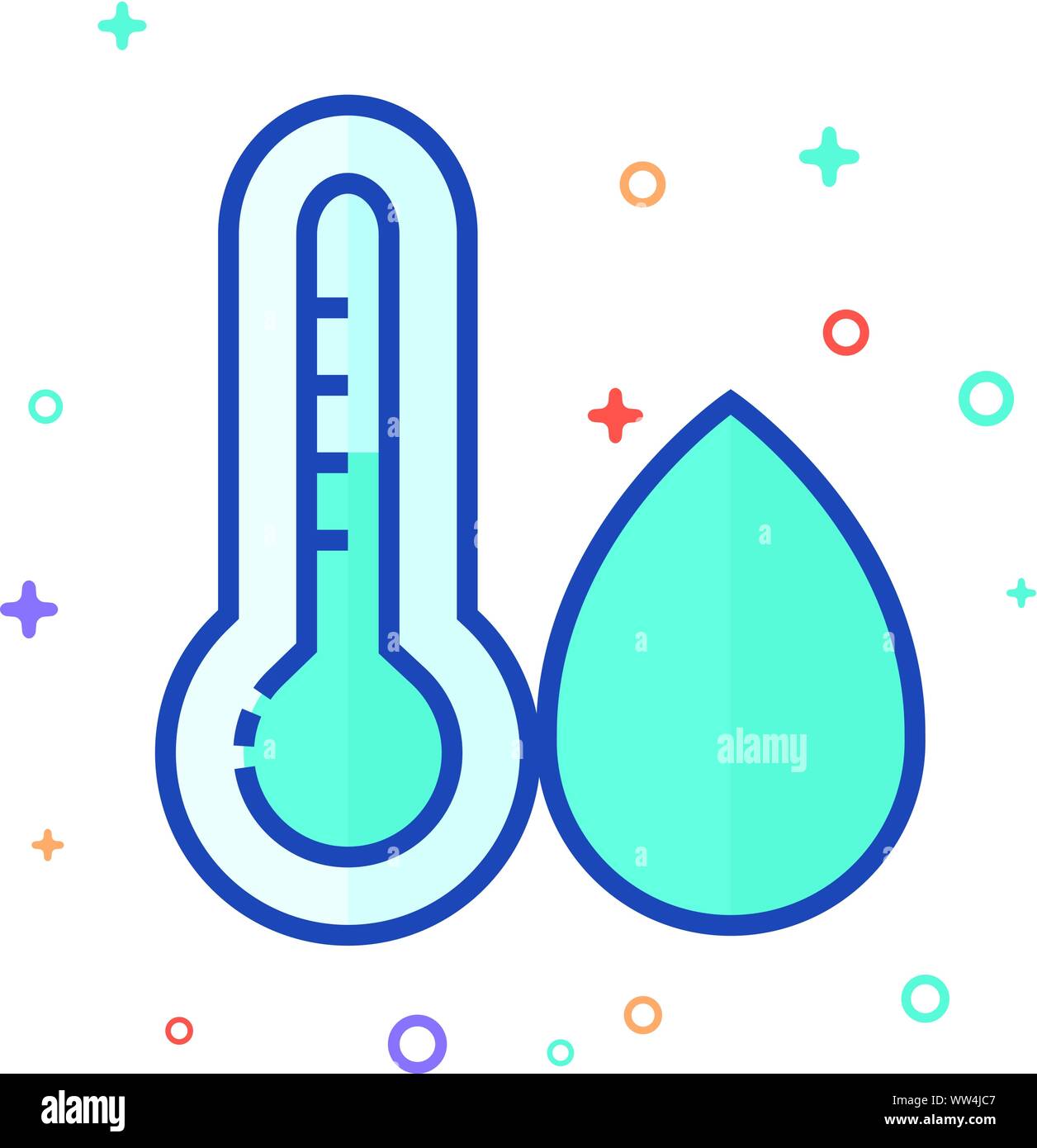 Thermometer icon in outlined flat color style. Vector illustration. Stock Vector