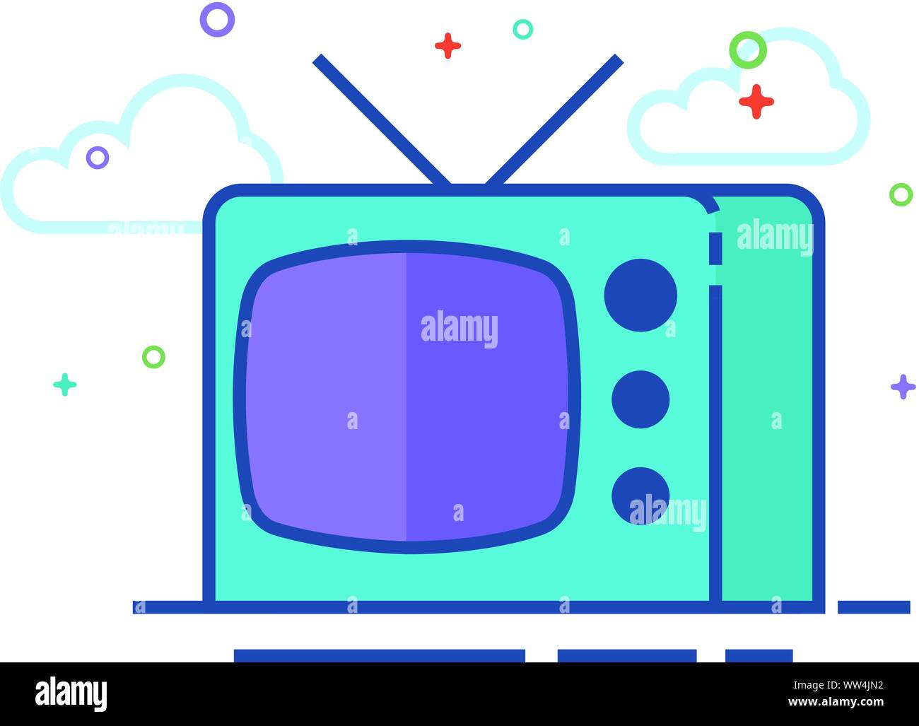 Television icon in outlined flat color style. Vector illustration Stock ...