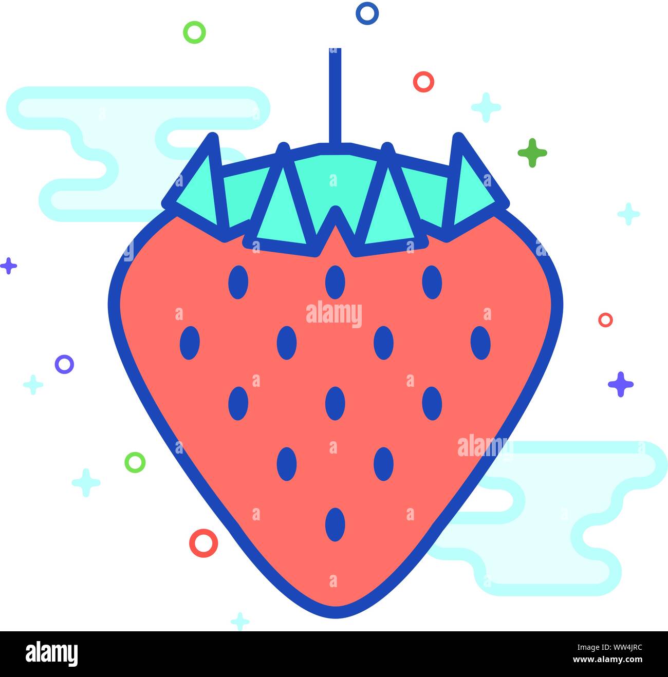 Strawberry icon in outlined flat color style. Vector illustration Stock ...