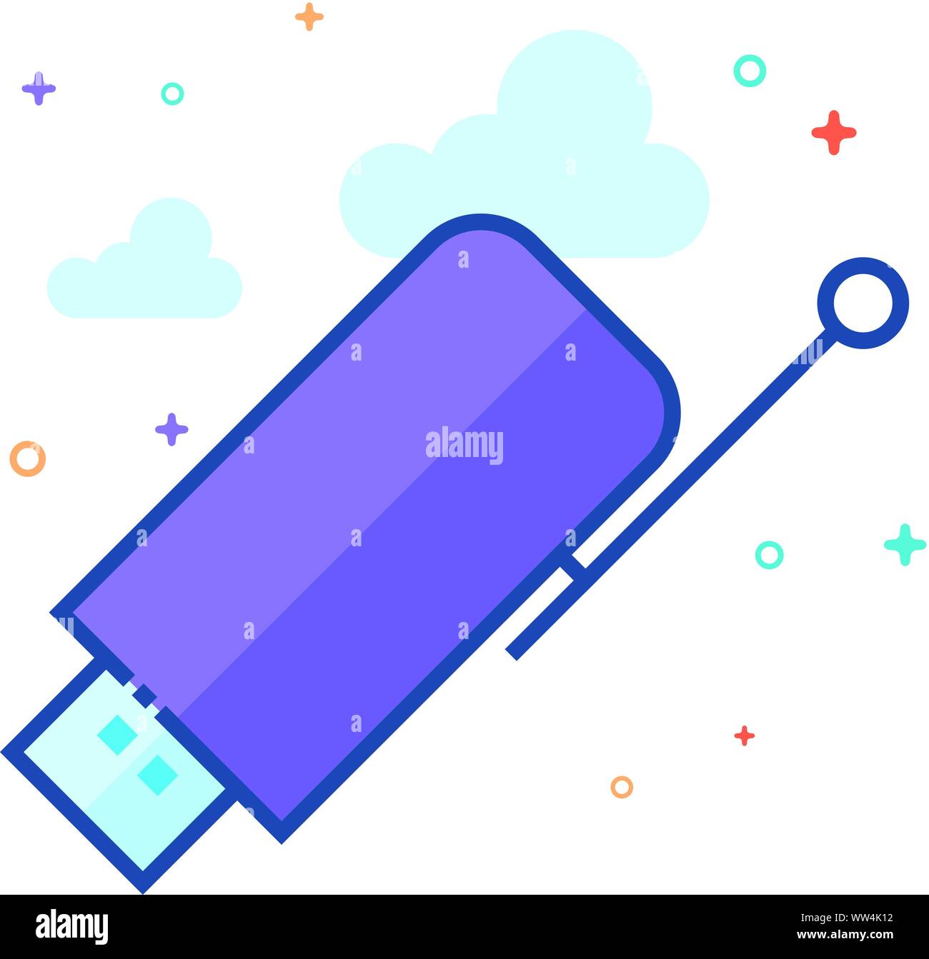 Wireless receiver icon in outlined flat color style. Vector illustration. Stock Vector