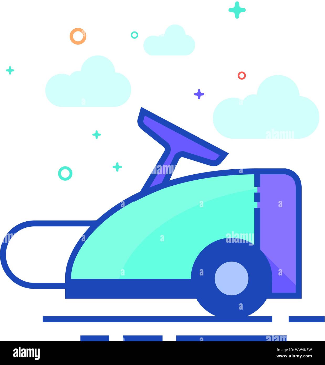 Vacuum cleaner icon in outlined flat color style. Vector illustration ...