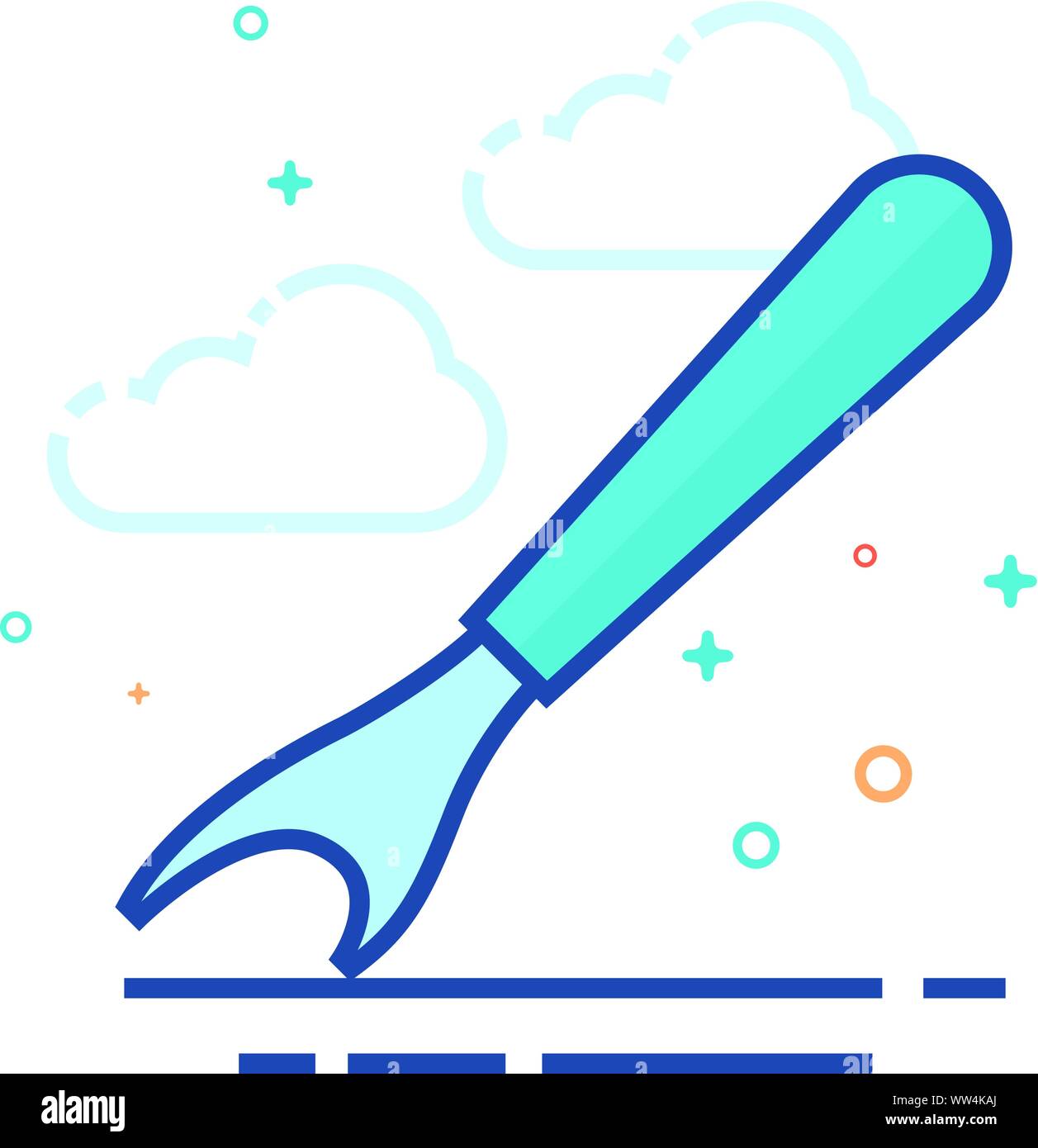 Seam ripper icon in outlined flat color style. Vector illustration ...