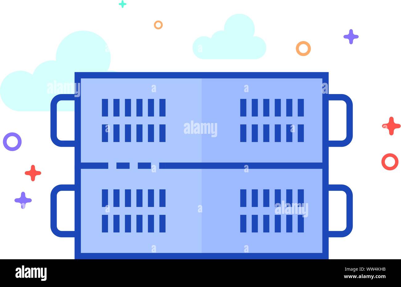 Server rack icon in outlined flat color style. Vector illustration. Stock Vector