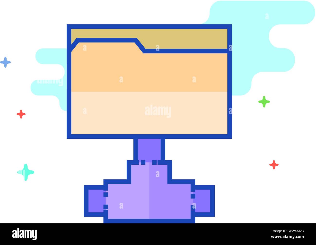 Shared folder icon in outlined flat color style. Vector illustration ...