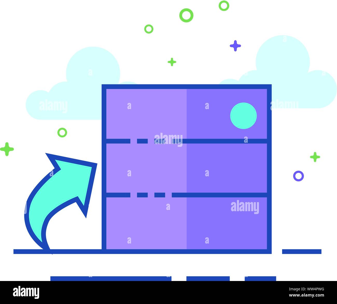 Database icon in outlined flat color style. Vector illustration Stock ...