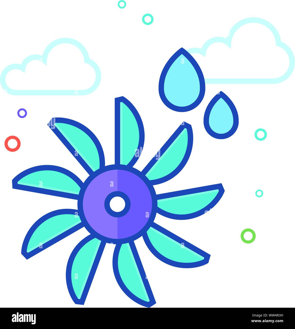 Water turbine icon in outlined flat color style. Vector illustration. Stock Vector