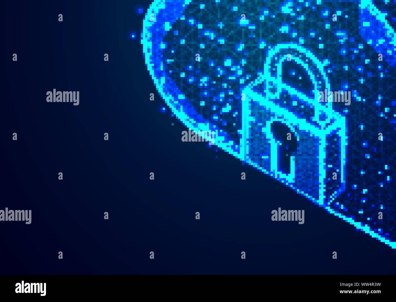 Padlock and Cloud Storage, From Lines and Dot, Abstract Low Poly Background. Vector Illustration Stock Vector