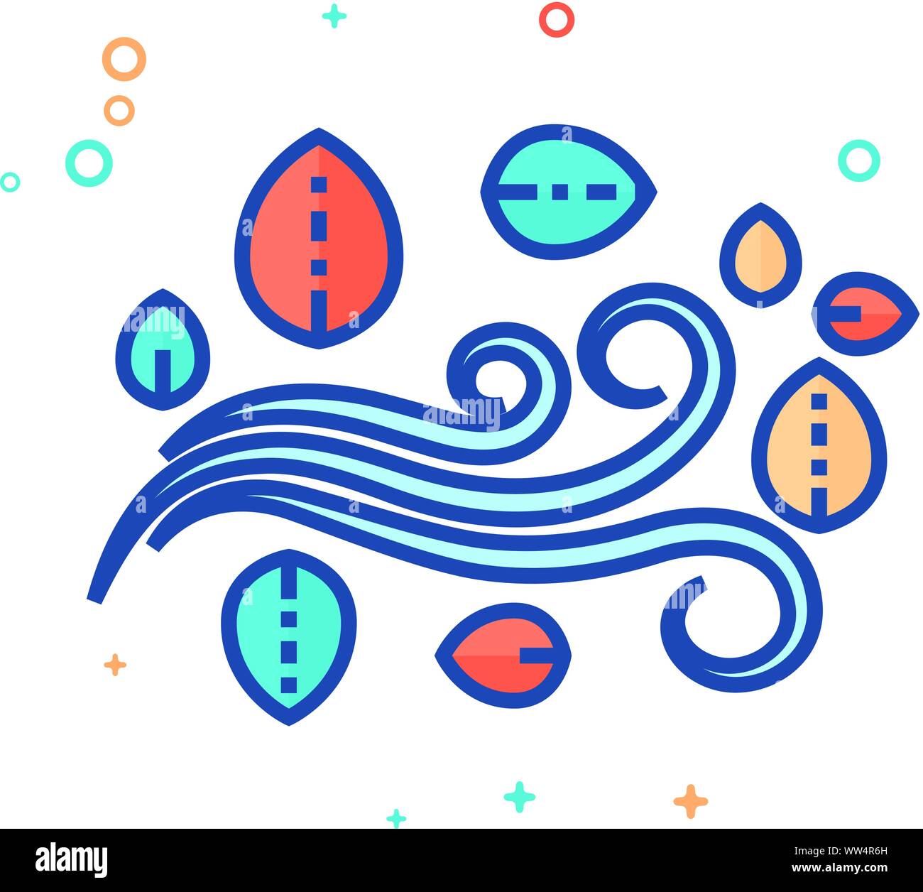 Autumn leaves icon in outlined flat color style. Vector illustration ...