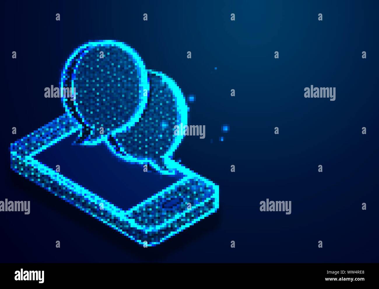 Smartphone and bubble speech,communication conxept, wireframe mesh from dot and line. landing page design background. vecor illustration Stock Vector