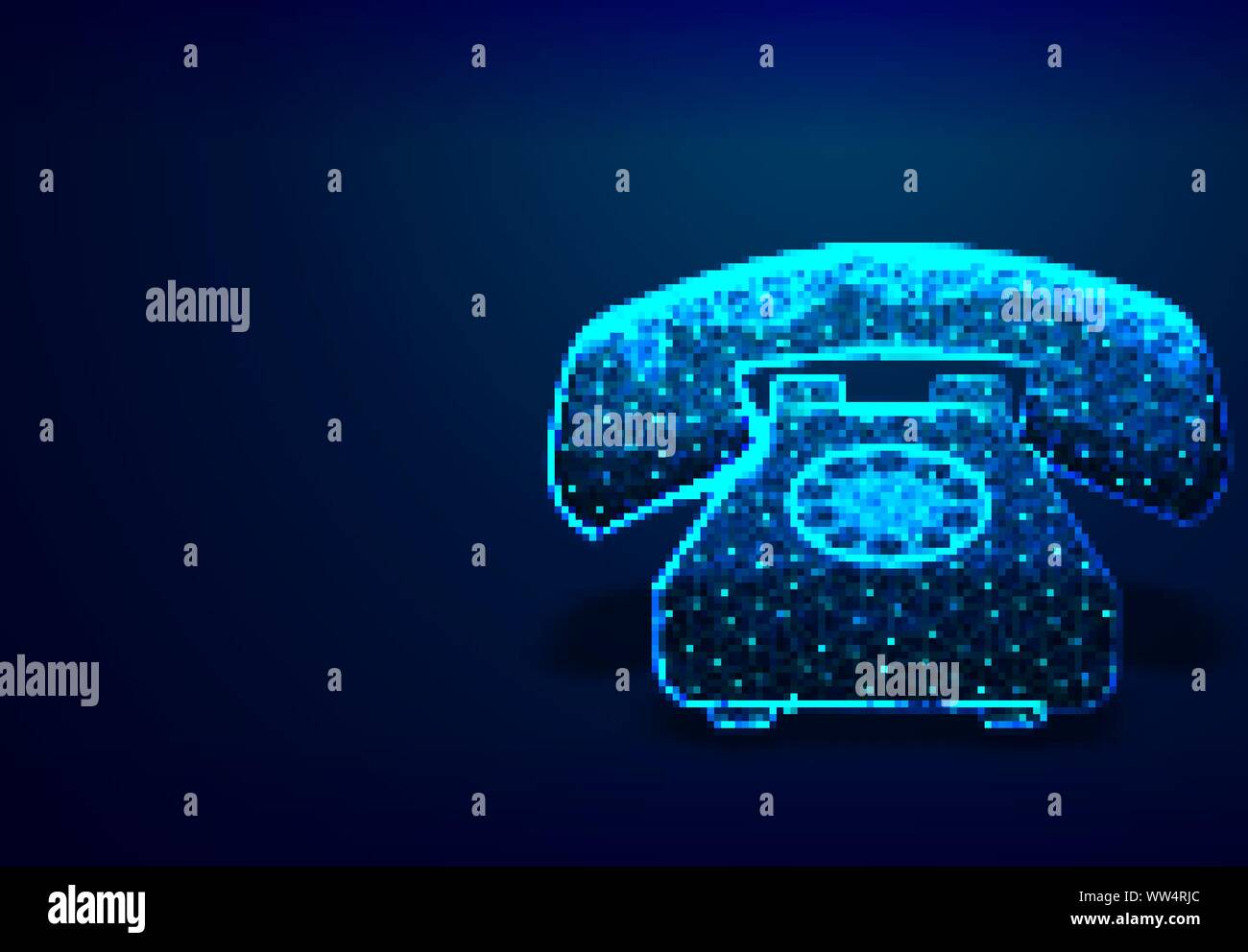 Vintage / old rotary telephone. Communication concept. Abstract Low poly wireframe mesh design. Dot and Line connection. Vector Illustration / Backgro Stock Vector