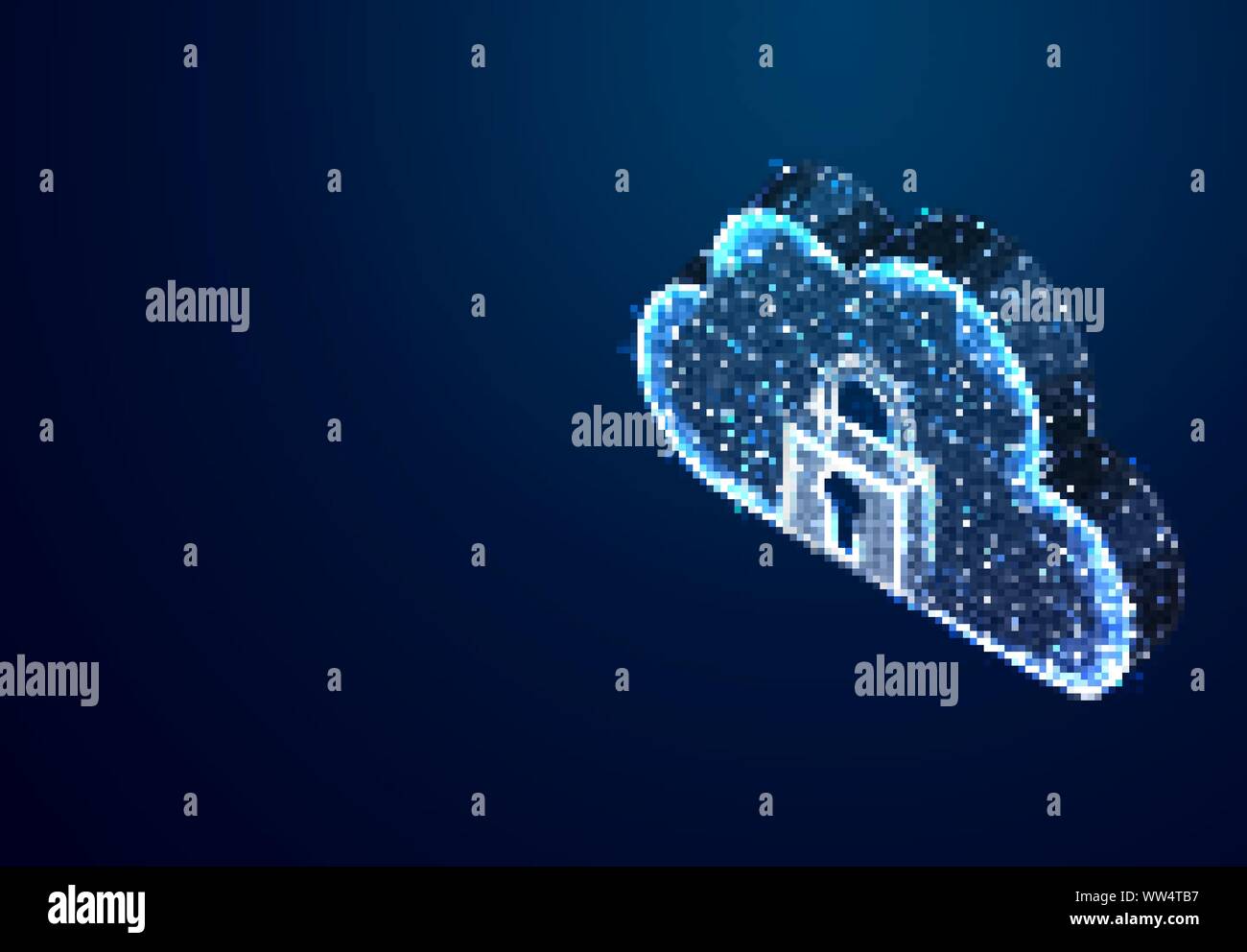 Padlock and Cloud Storage, From Lines and Dot, Abstract Low Poly Background. Vector Illustration Stock Vector