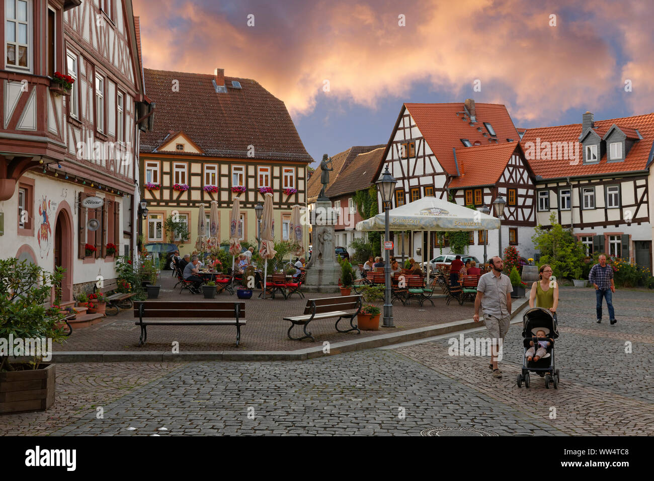 Square of the peace, Steinheim at the Main, city of Hanau, Hesse, Germany Stock Photo
