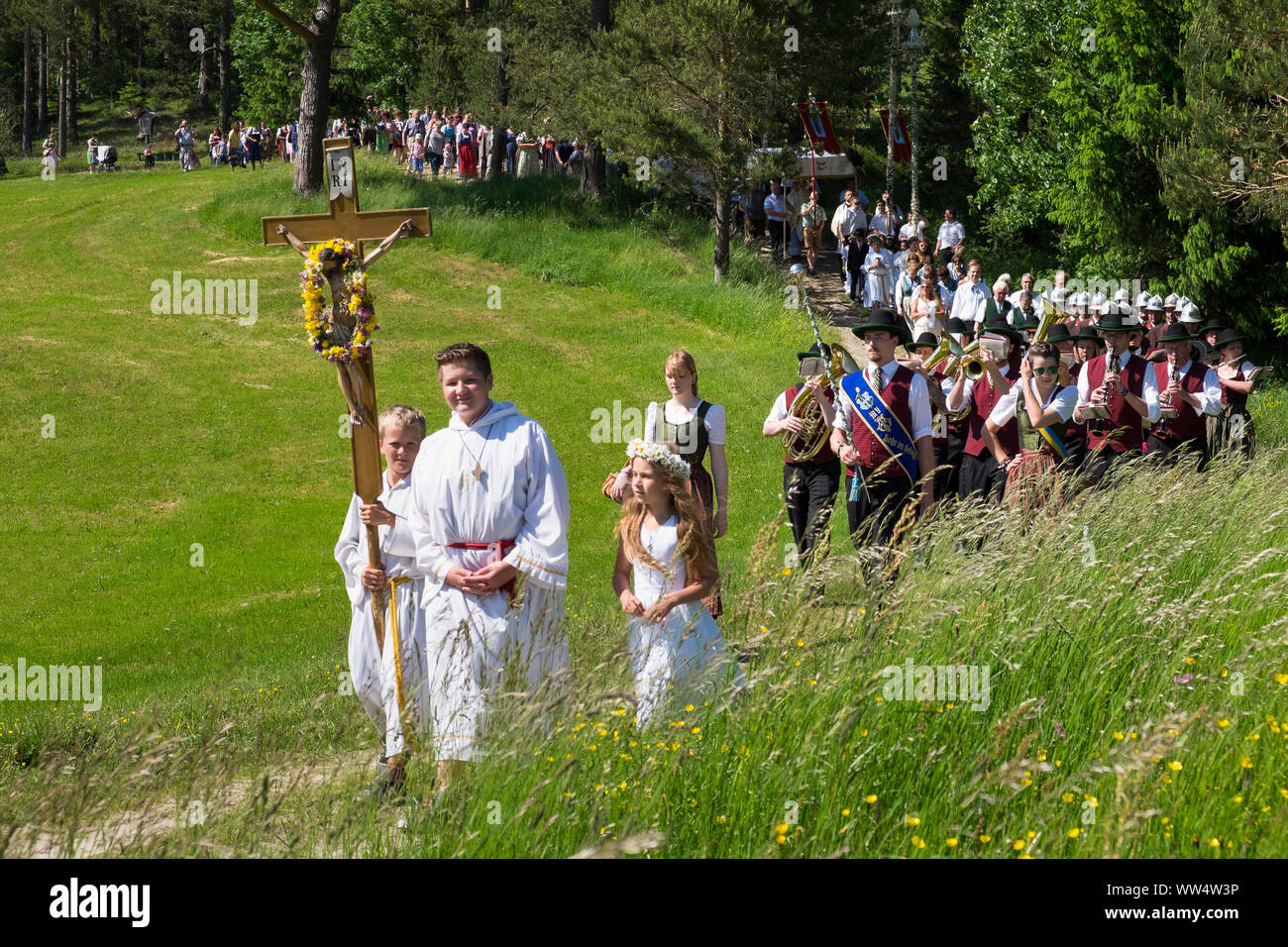Corpus Christi procession, Rohr im Gebirge, Industrieviertel, Lower Austria, Austria Stock Photo