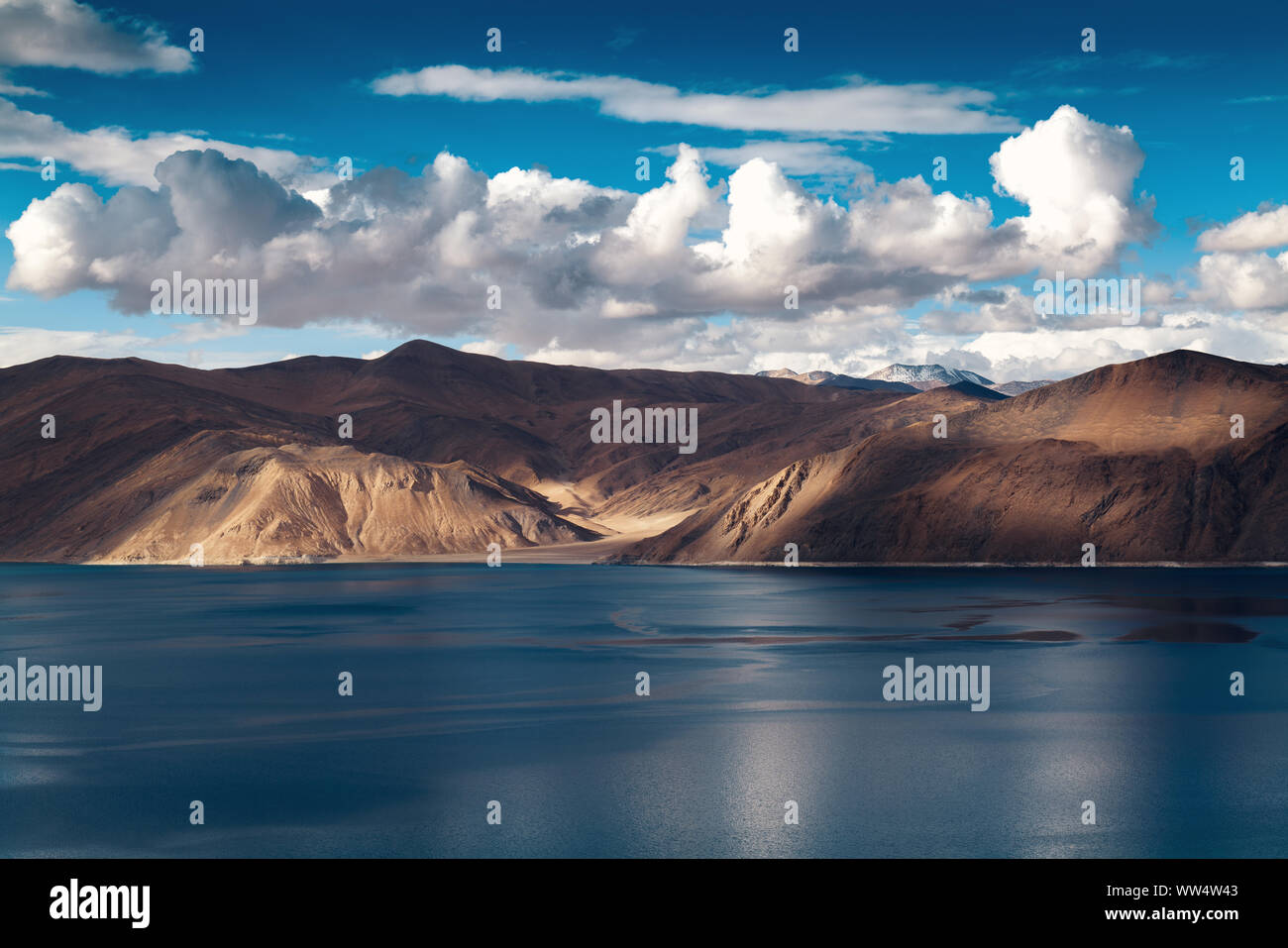 Pangong Lake in Ladakh Region of Indian state of Jammu and Kashmir Stock Photo