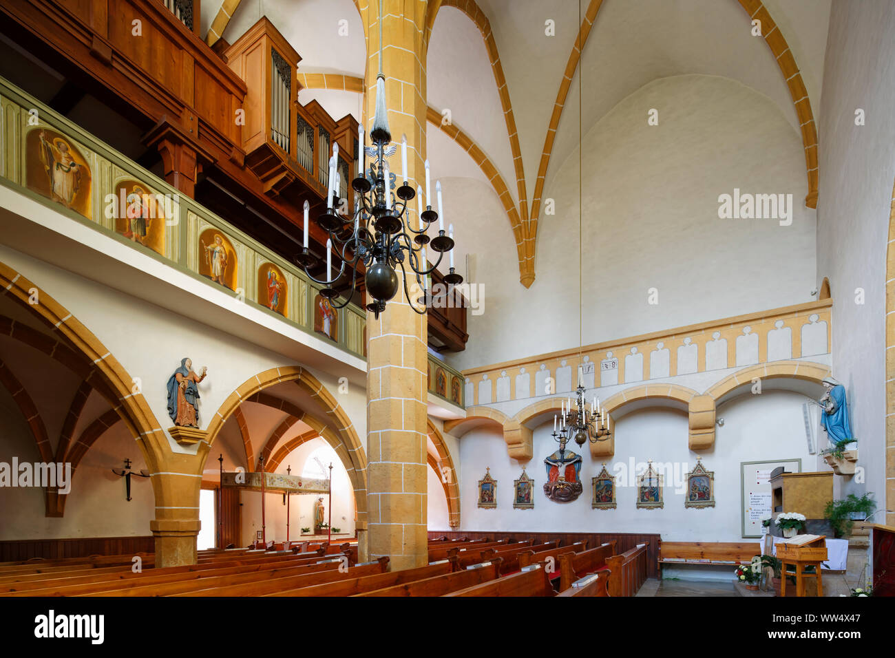 Interior of the fortified church, parish church St. Vitus, Edlitz, Bucklige Welt, Industrieviertel, Lower Austria, Austria Stock Photo