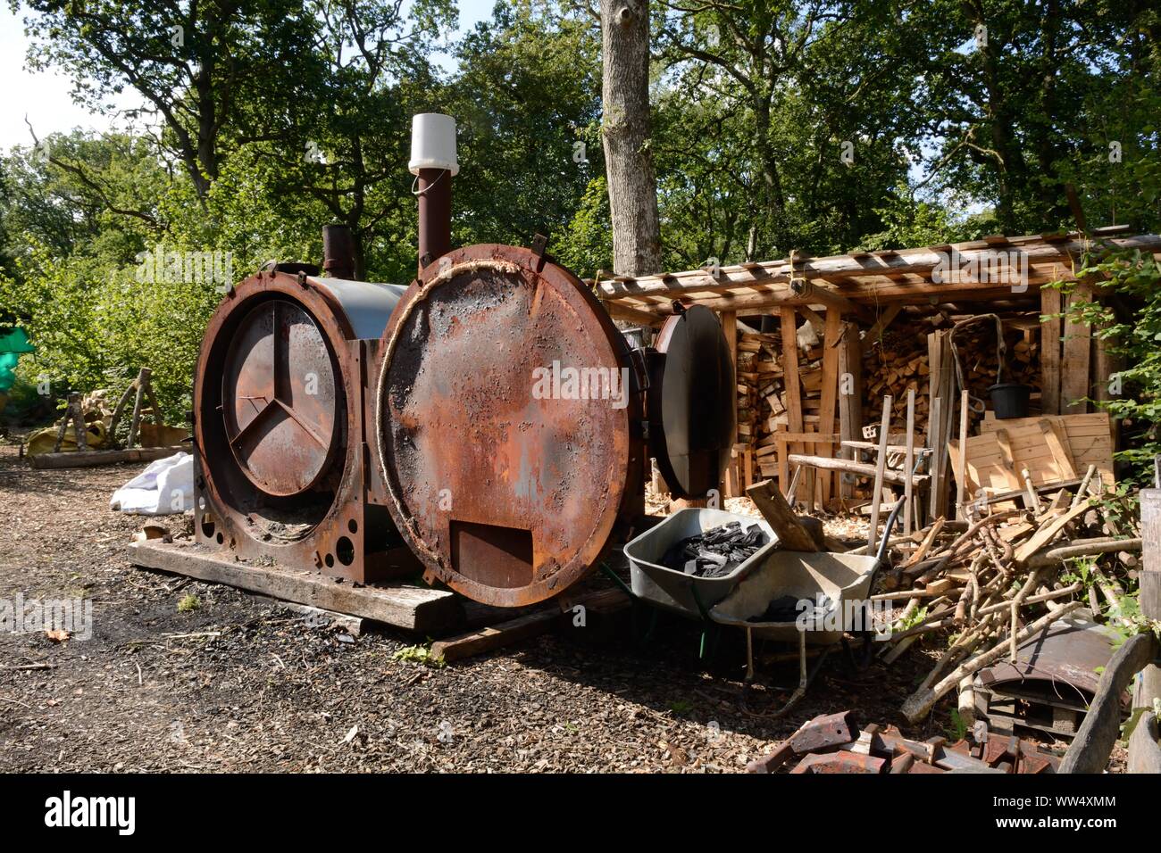 charcoal burner at Westonbirt Arboretum Gloucestershire England UK