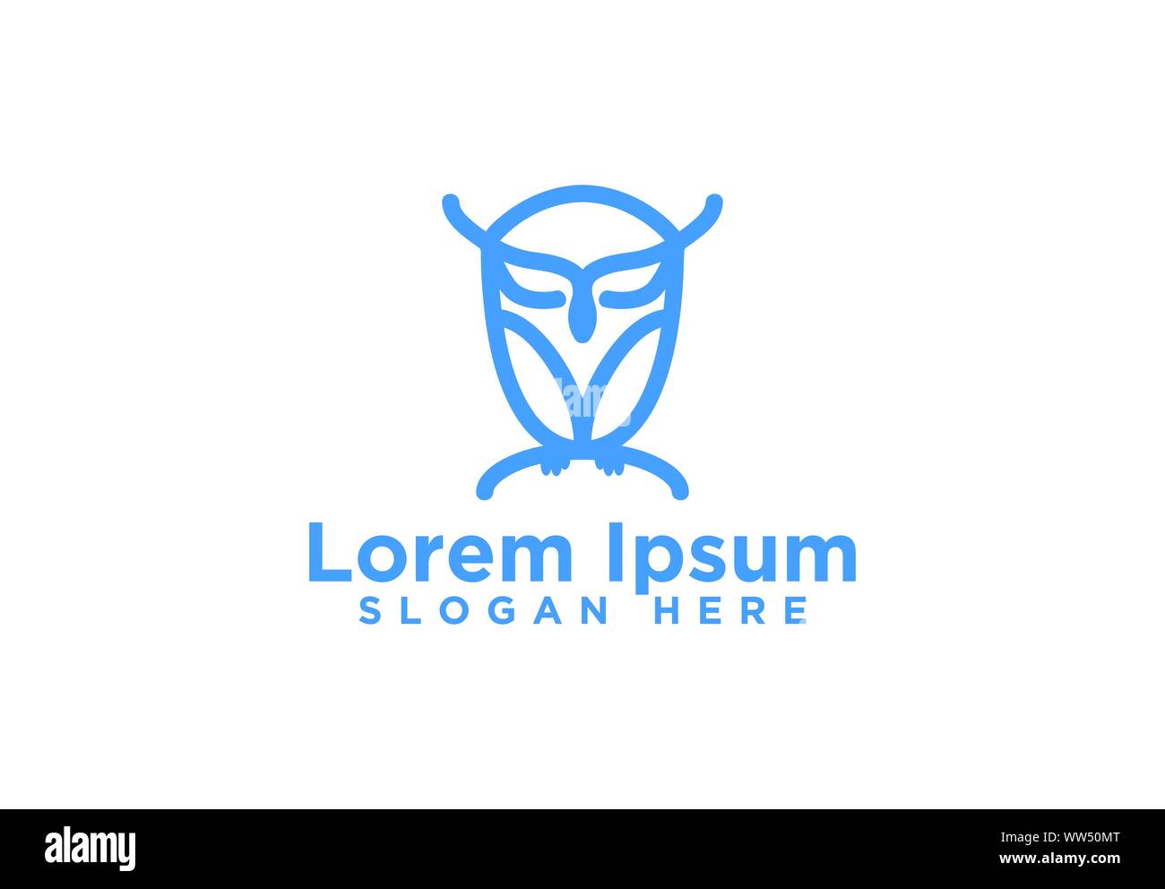 Owl, Mono Line Logo Designs, Vector Illustration Stock Vector