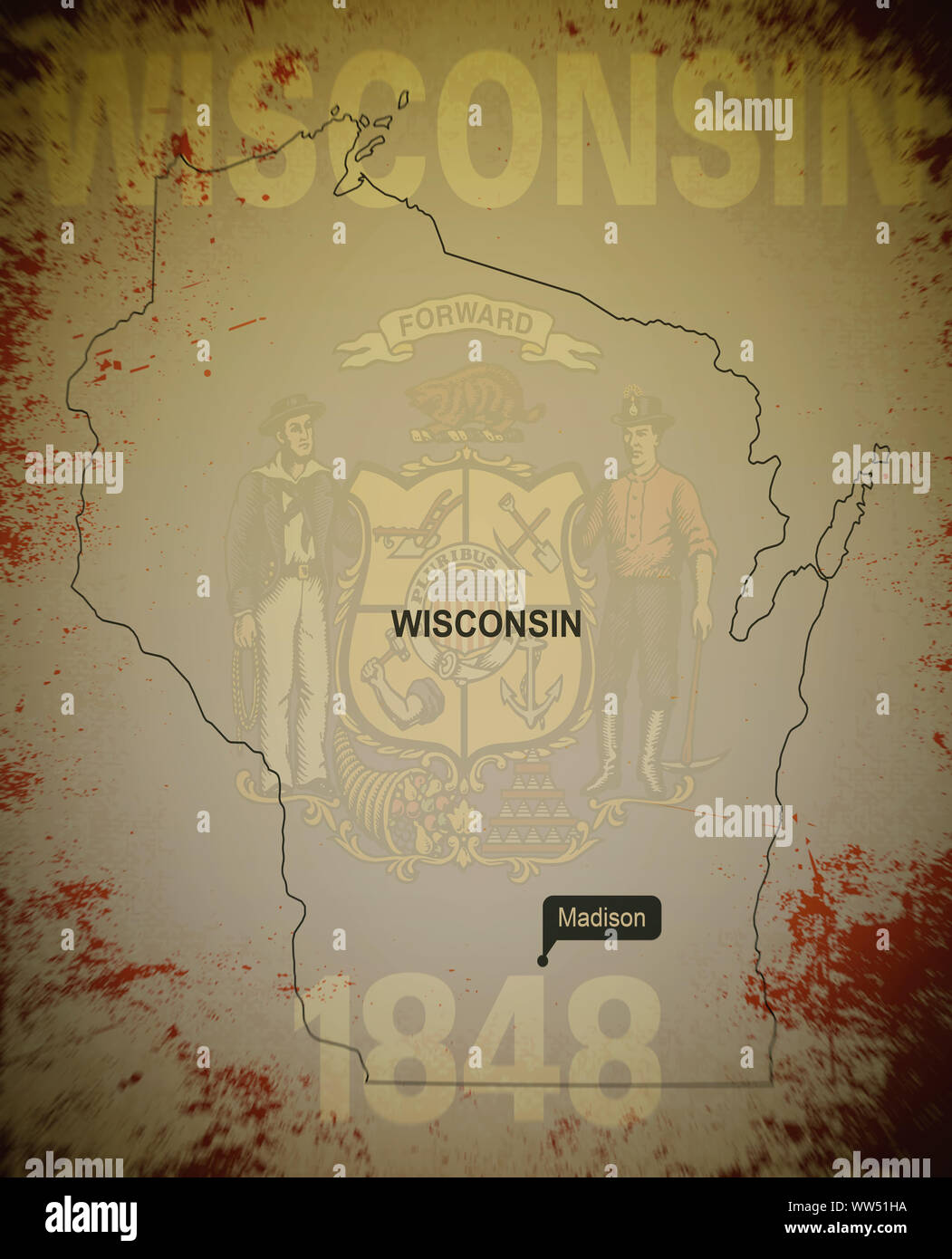 Map of Wisconsin, USA, background, texture, blurred image Stock Photo Alamy
