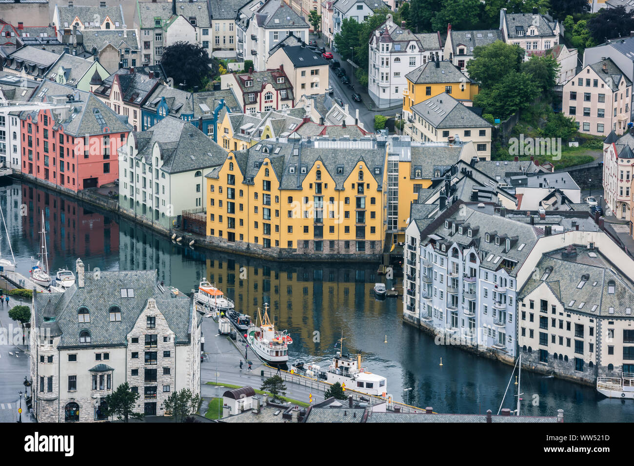 Beautiful Alesund city in Norway Stock Photo