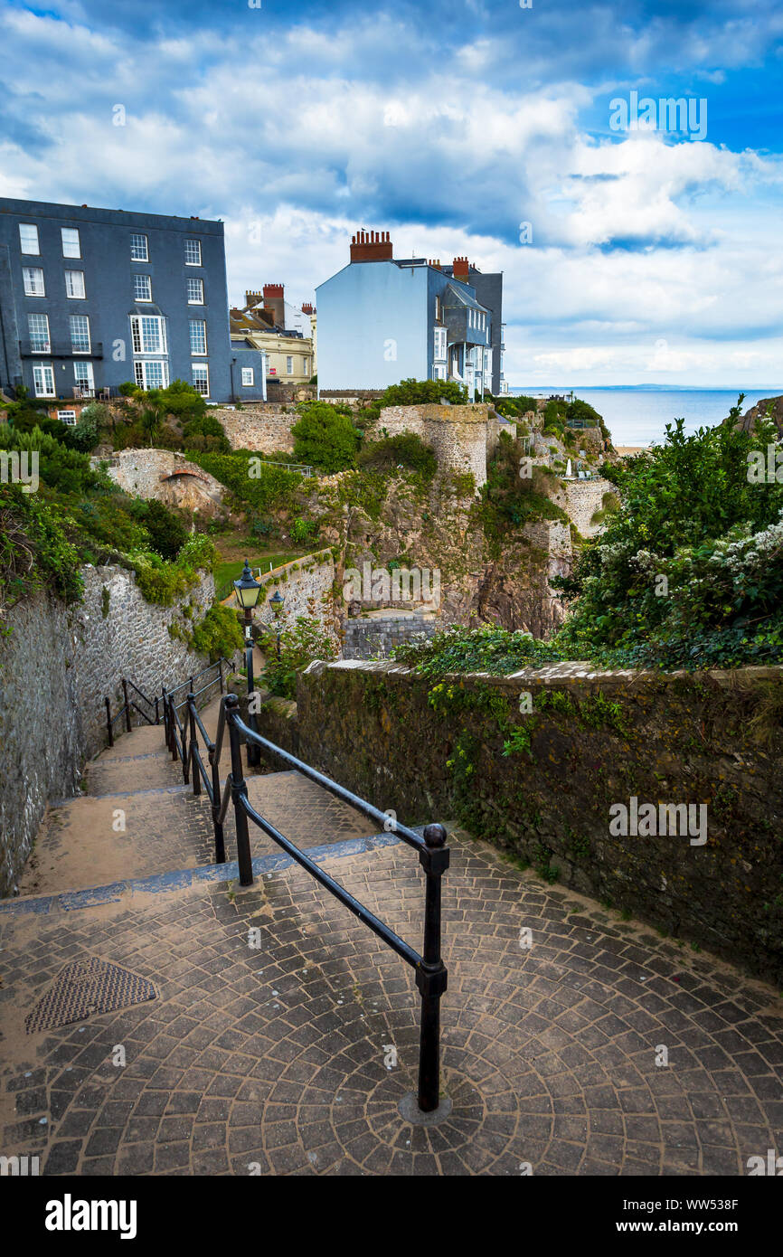 Footpath leading to Tenby Harbour Wales UK Stock Photo