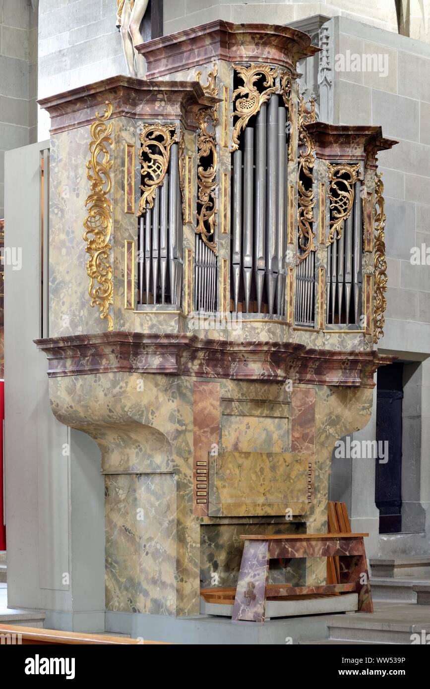 Minster St. Nikolaus Ãœberlingen, Marian organ by Joh. Ph. Seuffert Stock Photo
